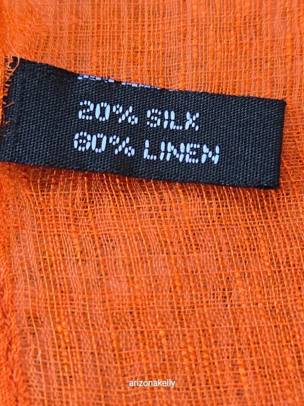 Linen/Silk (80/20) Scarf Sheer Lightweight Orange